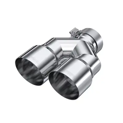 MBRP Exhaust Armor Pro Exhaust Tip; 3 in. Inlet Diameter; 4 in. Outlet Diameter; Left Tip 9.87 in. Length; Right Tip 9.37 in. Length; T304 Stainless Steel; Dual Out; Mirror Polished;