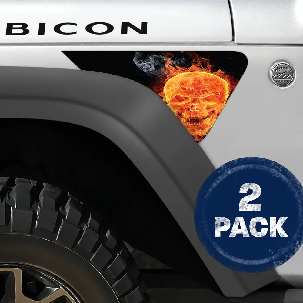 Flaming Skull 2pc Vinyl Fender Decal product image