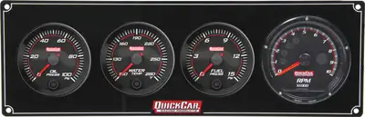 Quickcar Racing Redline 3-1 Gauge Panel OP/WT/FP w/Recall Tach