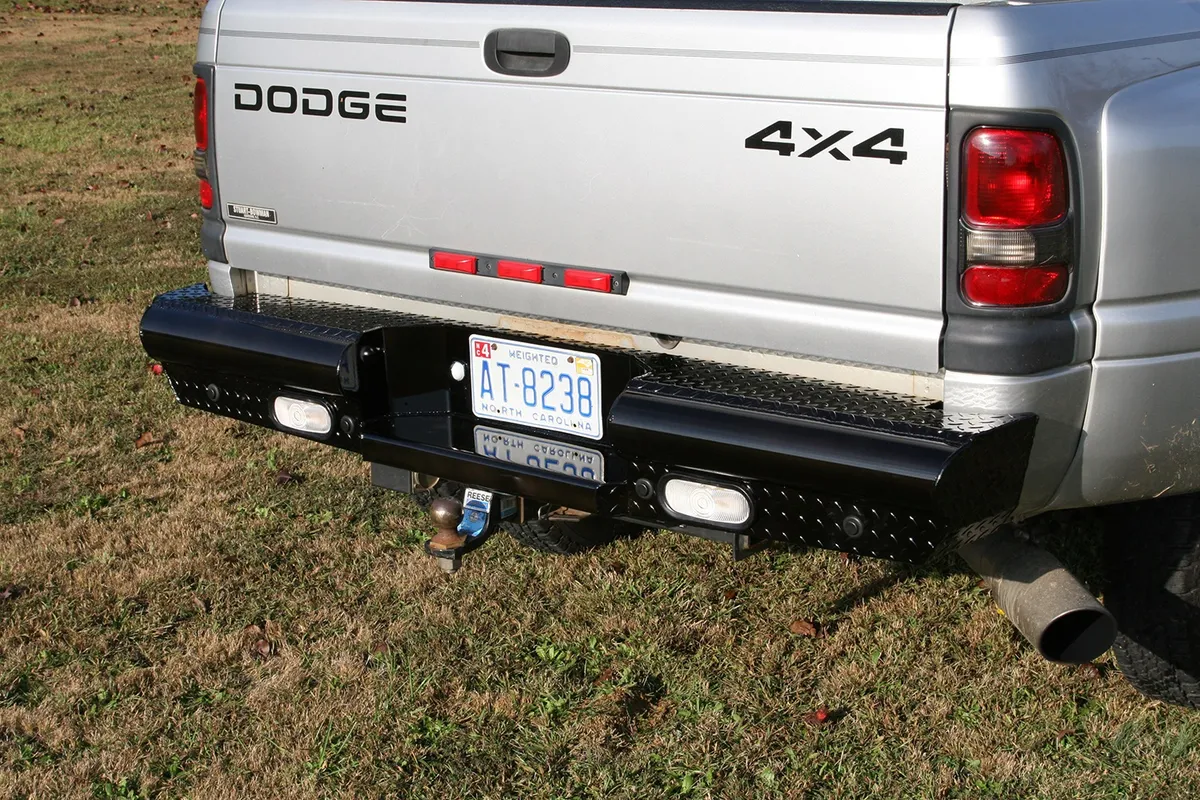 Black Steel Ranch Rear Bumper; 2 Stage Black Powder Coated; product image
