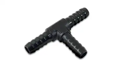 Vibrant Performance Barbed Tee Adapter Fitting; 0.3125 in. Barb Size; 6061 Aluminum; Black Anodized;