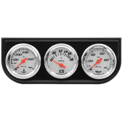 Equus 1-1/2 Dia Triple Gauge Set w/Black Panel