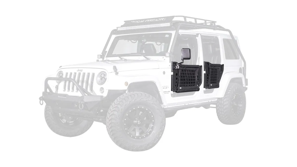 Trail Doors; Gen III; Pair; Rear; Steel; Nylon Webbing Included; Textured Black Powder Coat; product image