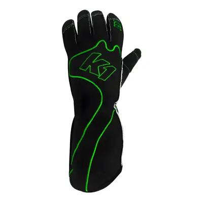 K1 RaceGear Gloves Karting RS1 Adult Large Black/Green