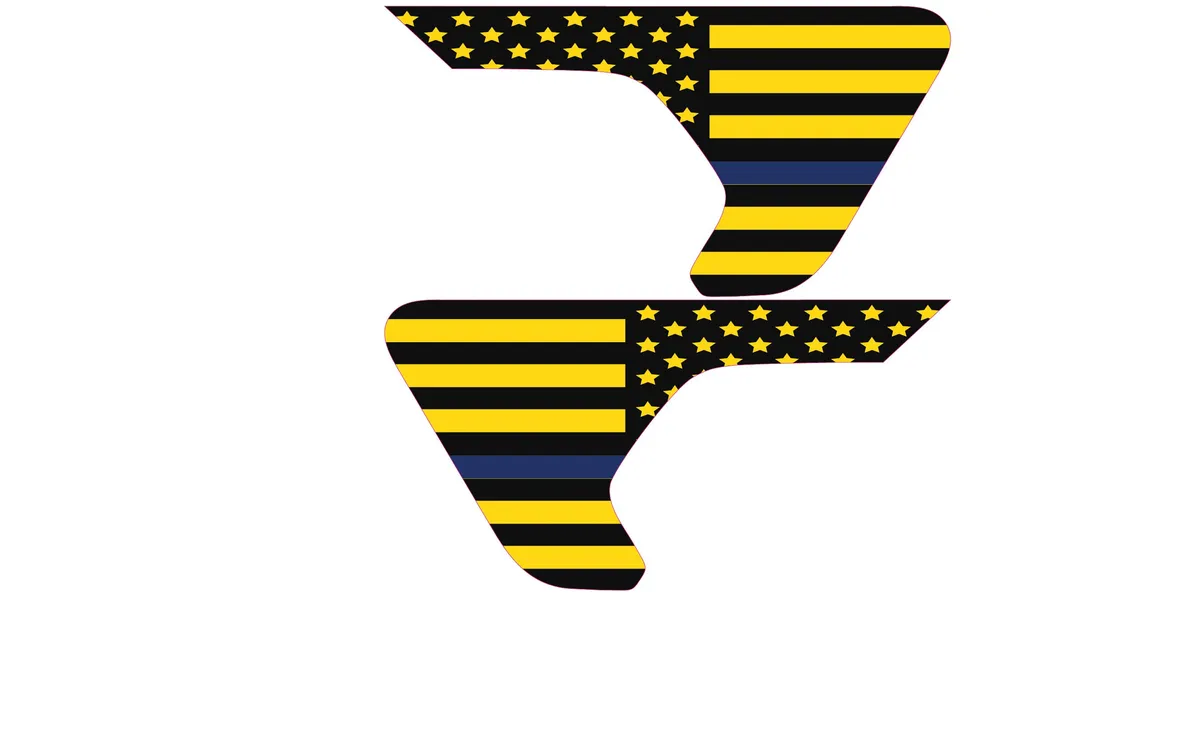 Black and Yellow Thin Blue Line Flag 2pc Vinyl Fender Decal product image