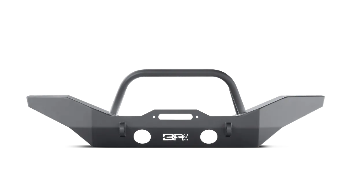 Front Base Bumper; Full-Width Design; Two Welded D-Ring Mounts; 3/16 in. Steel Plate; Textured Black; product image
