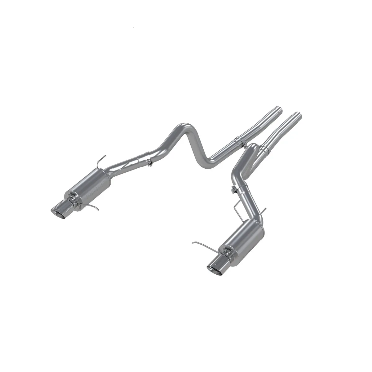 Armor Plus Cat Back Exhaust System; 3 in.; Incl. Ext. Pipes/Mufflers/Hardware/4 in. Outlet Diameter Tips; Dual Split Rear Exit; Street Version; T409 Stainless Steel; product image
