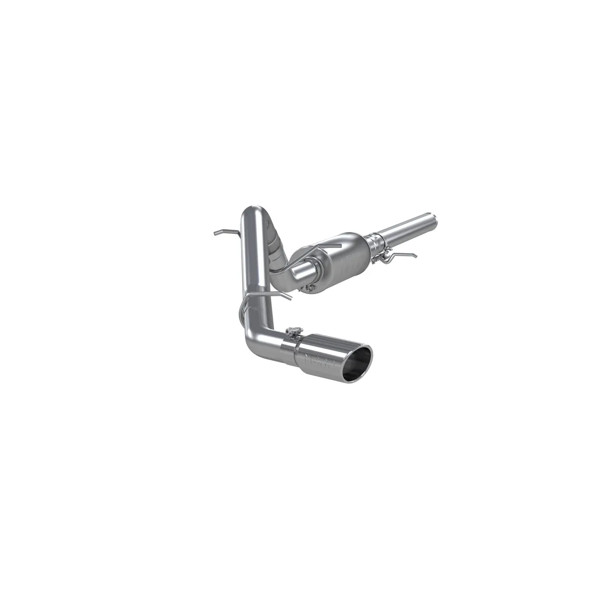 Armor Plus Cat Back Exhaust System; 3 in.; Incl. Ext. Pipe/Mid Pipe/Muffler/Over Axle Pipe/Tailpipe/Hardware/4 in. OD Tip; Single Side Exit; T409 Stainless Steel; product image