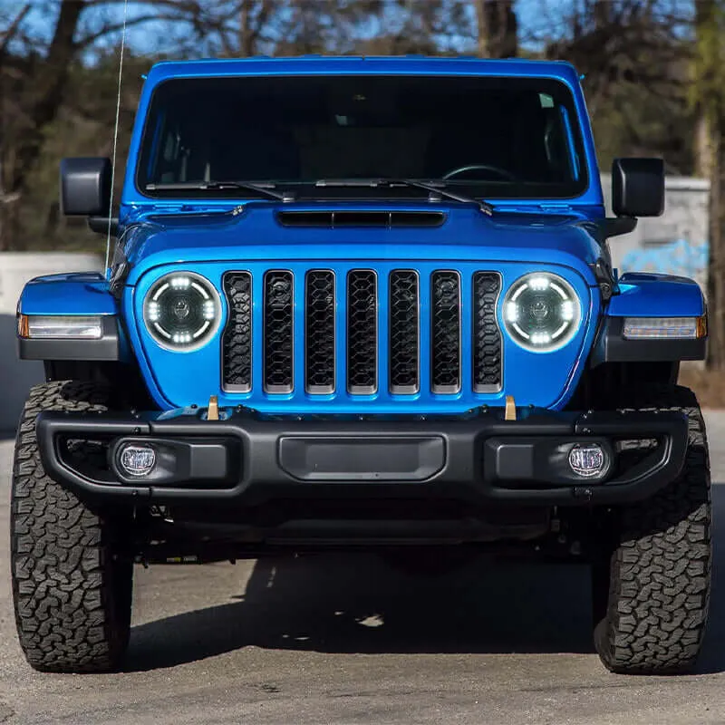"High-Output 9"" 80W LED Halo Headlights with DRL for 2018+ Jeep Wrangler JL JT" product image