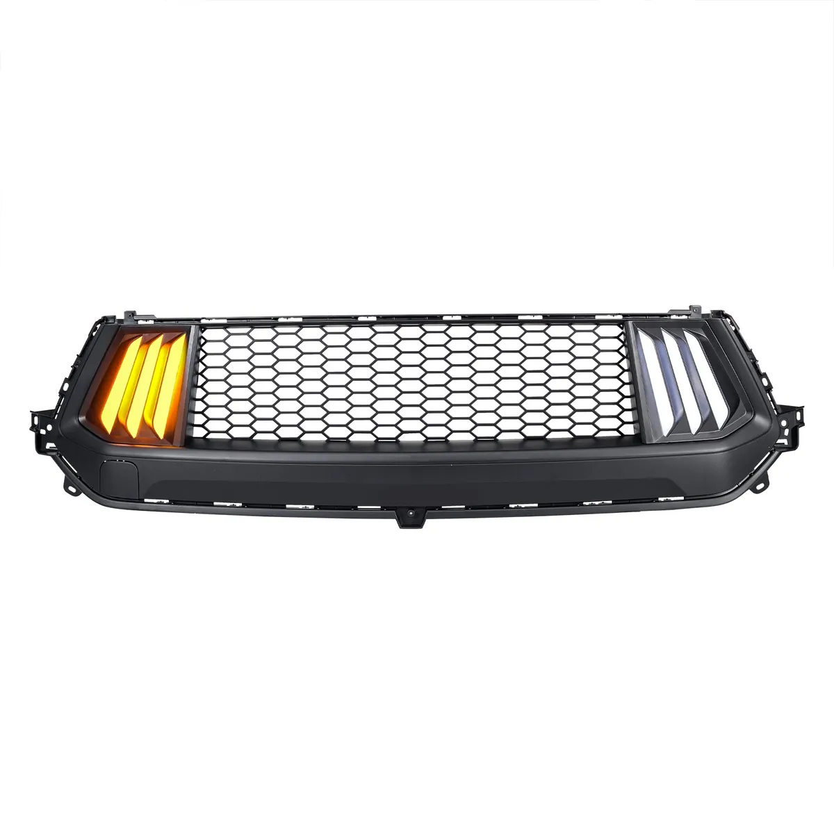 American Modified Amfmca00105 Knife Style Front Upper Grille With LED DRL And Turn Signals - Matte Black product image