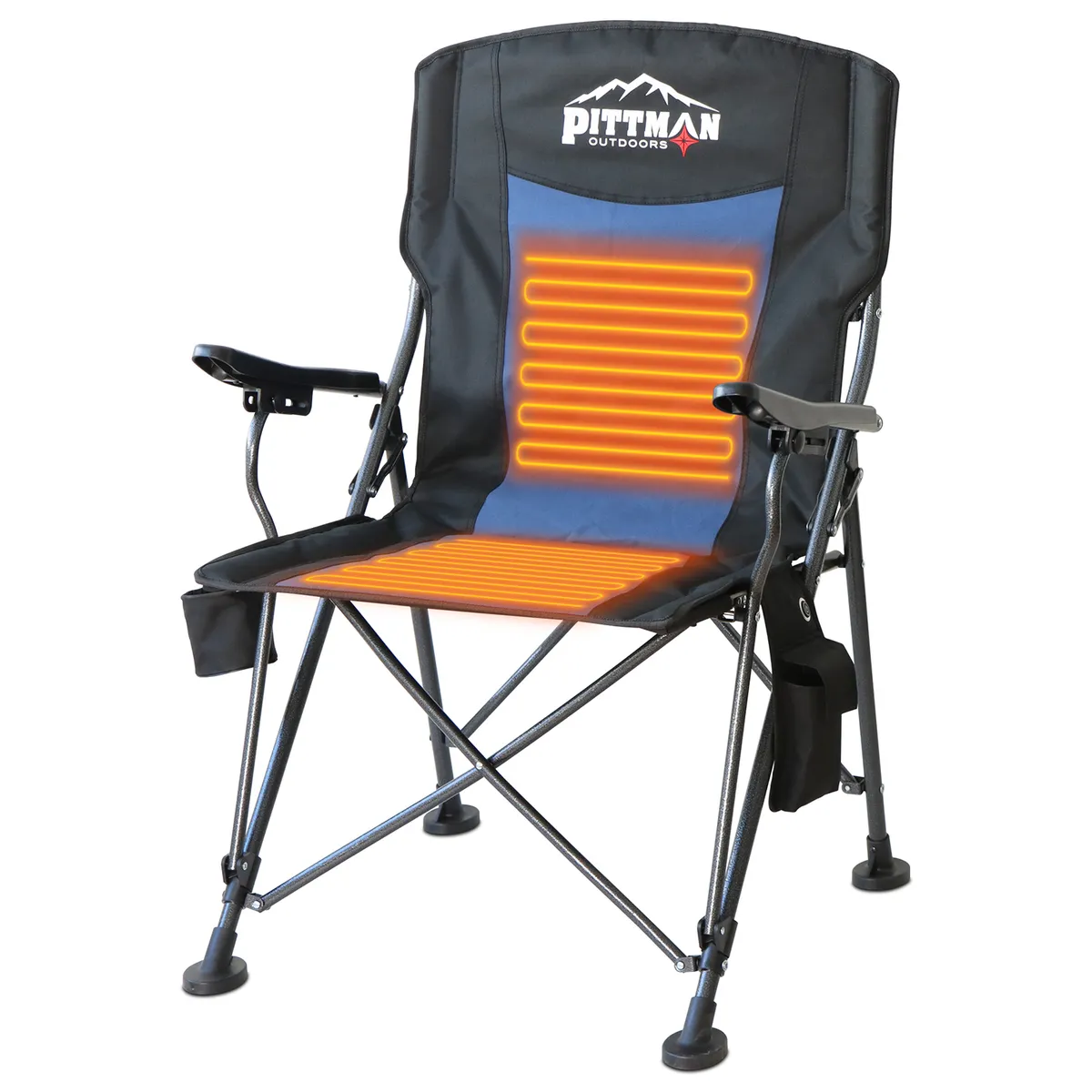 AirBedz PPI-HEAT_CHR Pittman Outdoors Heated Camping Chair - Black/Blue product image