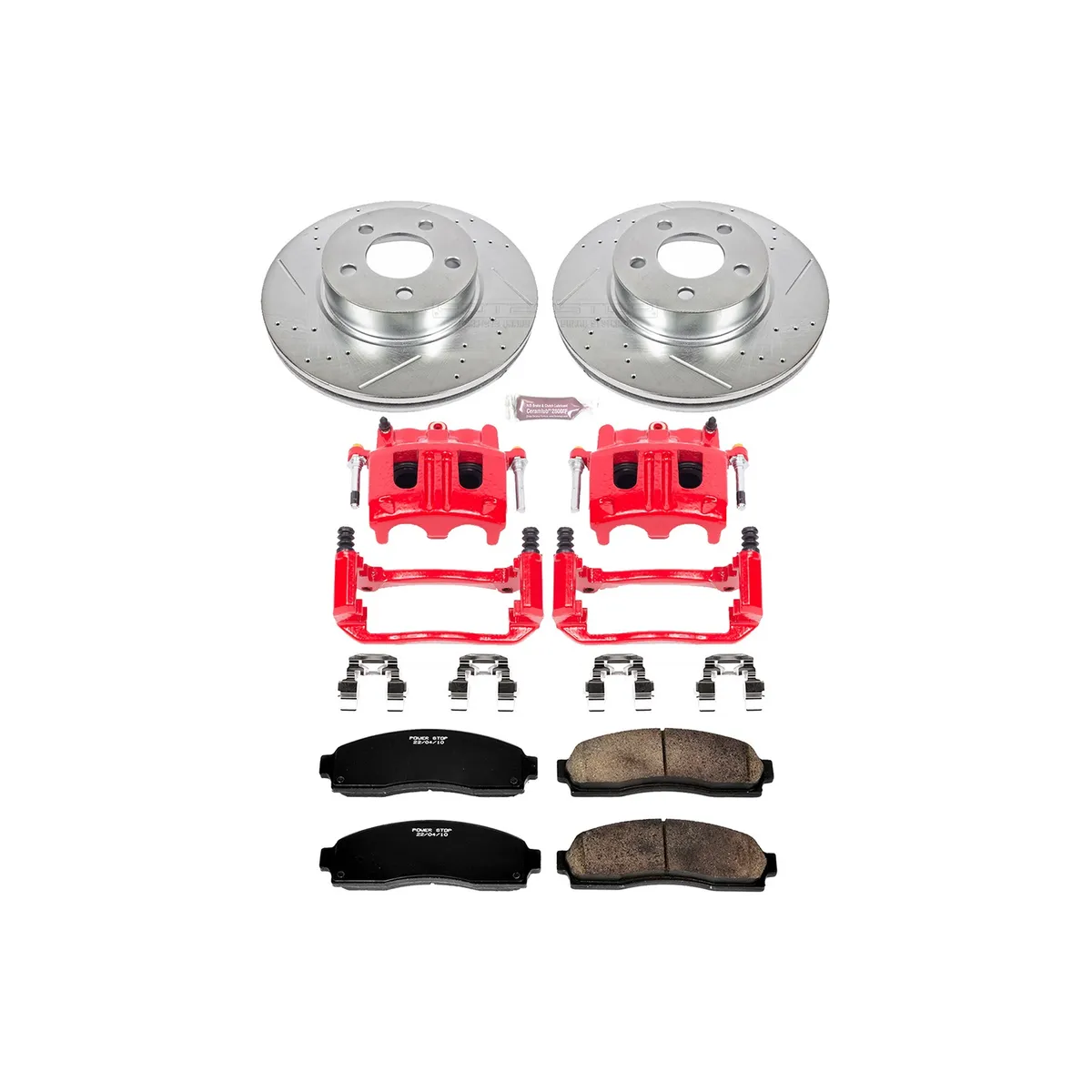 Z23 Evolution Sport Upgrade Kit: Drilled/Slotted Rotors; Carbon-Fiber Ceramic Pads; Powder Coated Calipers product image