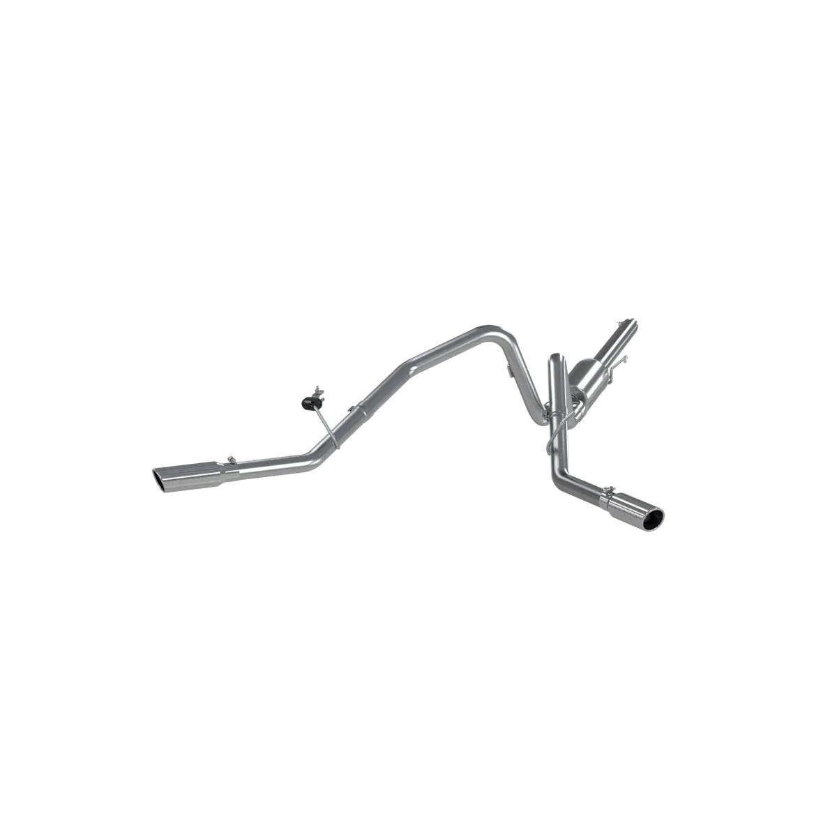 Armor Lite Cat Back Exhaust System; 2.5 in.; Incl. Ext. Pipe/Muffler/Over Axle Pipes/Tailpipes/Hardware/3.5 in. OD Tips; Dual Split Side Exit; Aluminized; product image