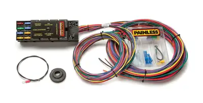 Painless Wiring 10 Circuit Race Only Chassis Harness; [8]Blade Fuses; [8]40A Relays; 15 ft. Wire Harness To Access./10 ft. Wire Harness To Switch Panel; Circuit Designations Printed On Wires;