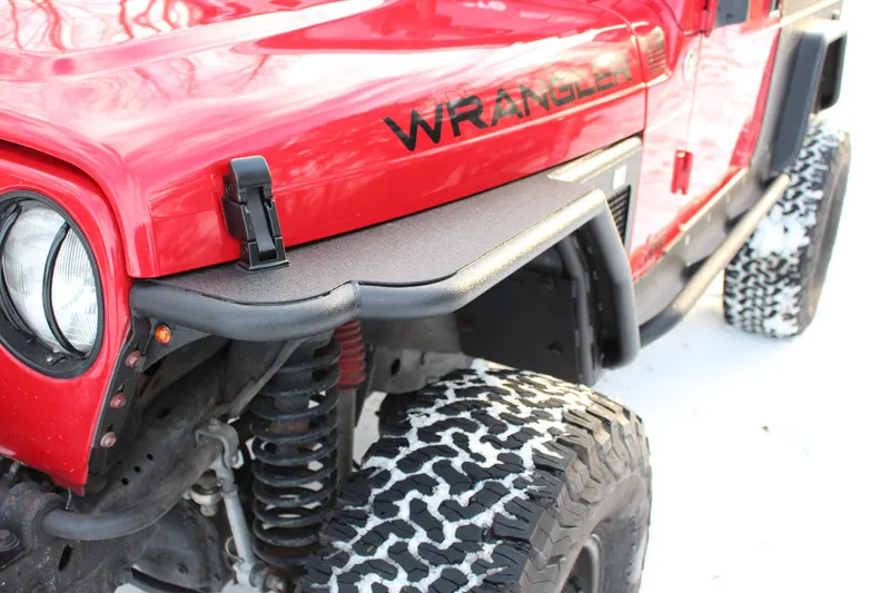 Jeep TJ Tube Fenders Front 3 Inch Flare 97-06 Wrangler TJ Steel Black Textured Powdercoat Fishbone Offroad product image