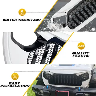 AMERICAN MODIFIED Gladiator Vader Grille W/ Mesh - White & Black For 18+ Jeep Wrangler JL & Gladiator JT W/O Trailcam
