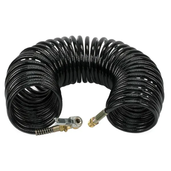 "35 Ft. Black Braided Coil Hose, with 1/4"" M Swivel, with Close Ended Clip-On Chuck" product image