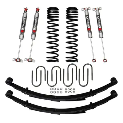 Skyjacker 3 Inch Suspension Lift System 84-01 Cherokee XJ W/Front Dual Rate Long Travel Coil Springs Rear U-bolts Rear Leaf Springs Front/Rear M95 Monotube Shocks Skyjacker