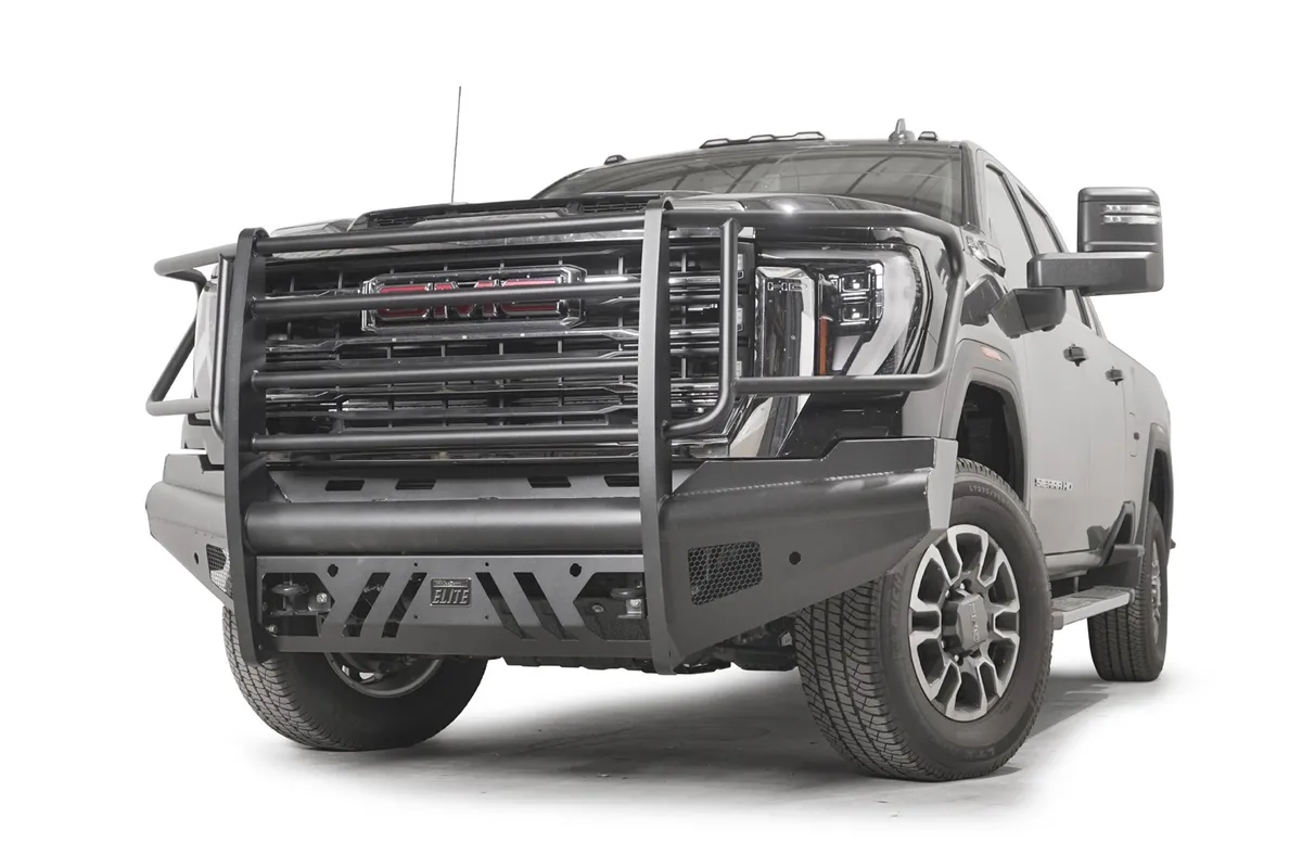 Fab Fours 24c Sierra 2500/3500hd Steel Elite Sensor Front Bumper w/ Full Guard Matte Black