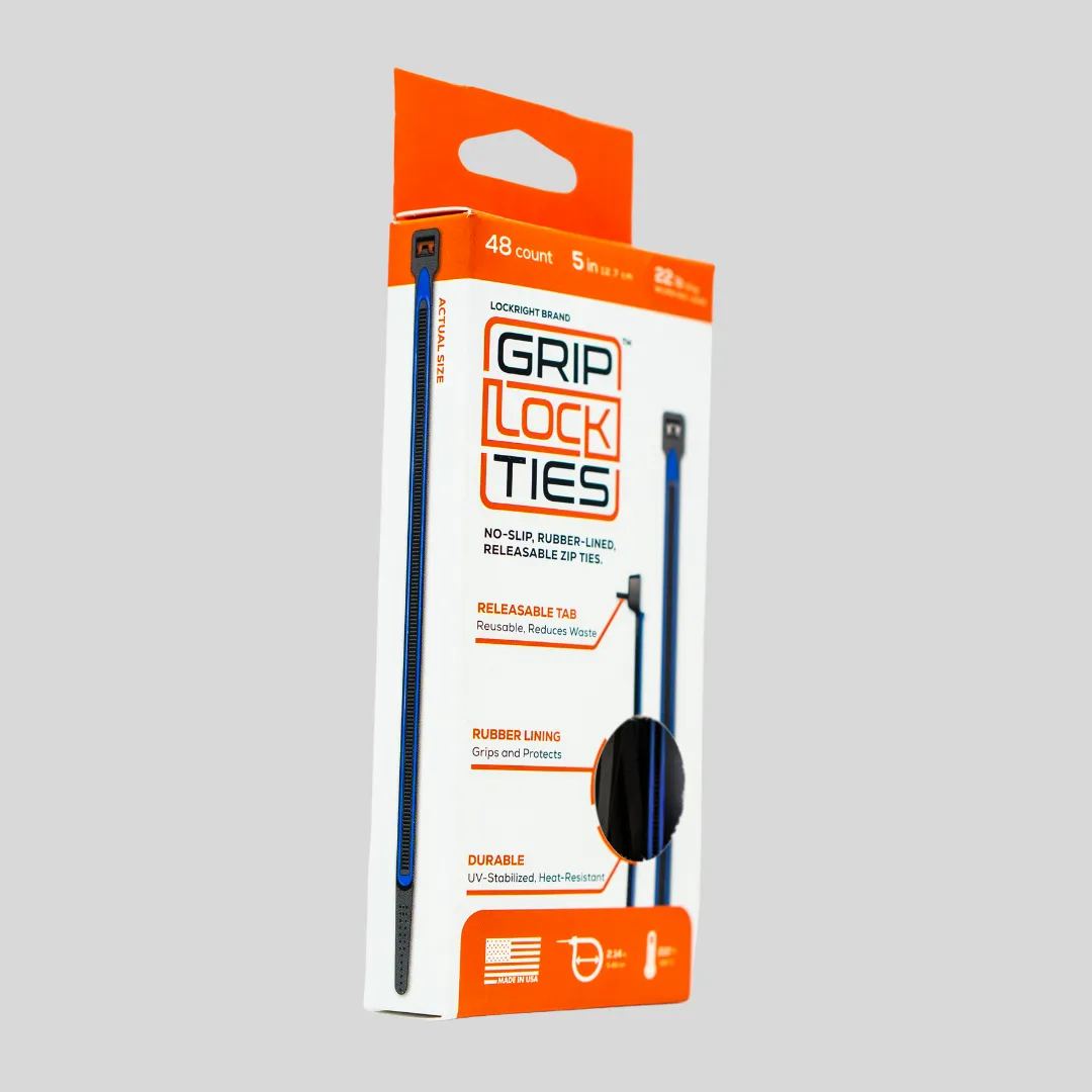 GripLockTies® 5" Rubber-Lined, Reusable Cable Ties - 48 Count product image
