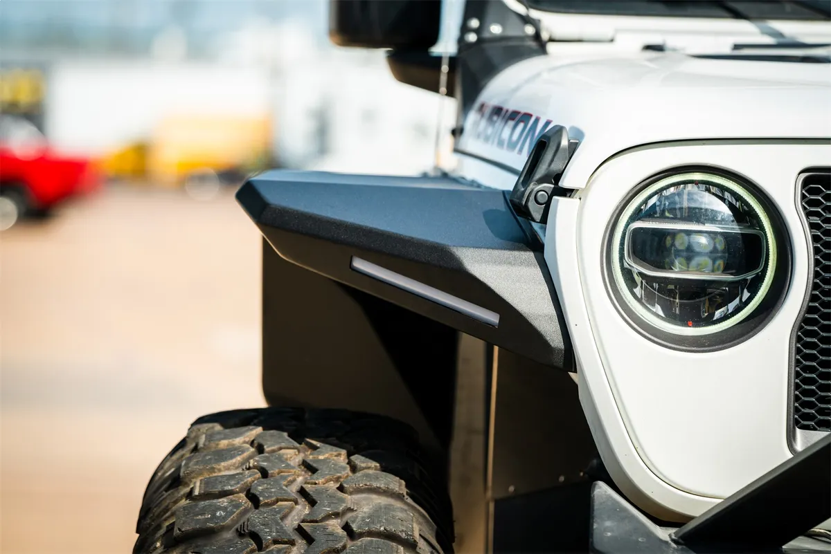 Stealth Fender Flare Body Armor; Front; Wide; w/Switchback LED DRL; Texture Black; product image