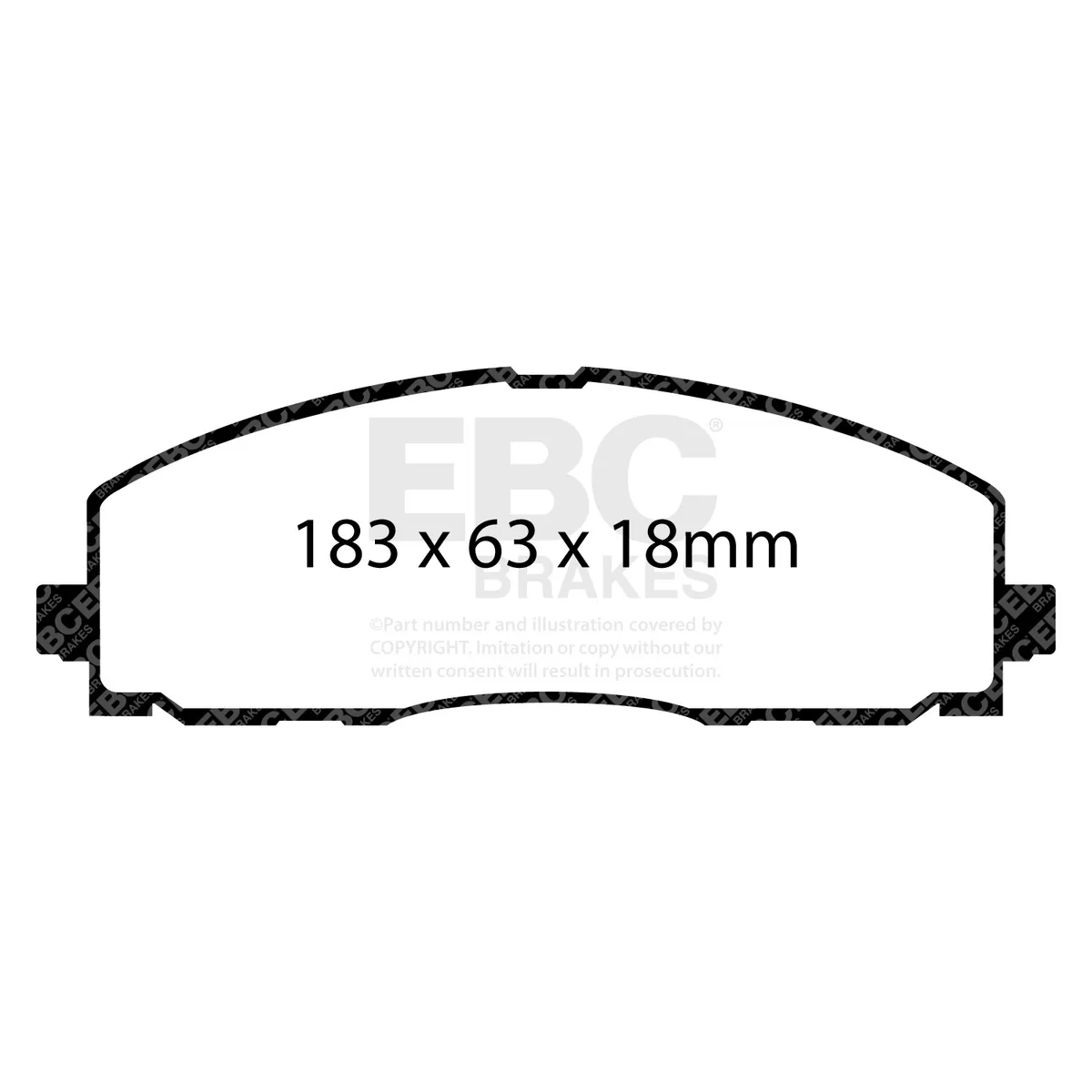 Yellowstuff Street And Track Brake Pads; FMSI Pad No. D1589; Vented; 330mm Dia.; 38mm Height; 28mm Thick; 72.55mm Center Hole Dia.; Pad Dimensions: 183 x 63 x 18mm; product image