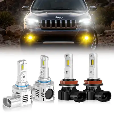 LED Factory Mart Fit For 2014-2016 Jeep Cherokee 9012 LED Headlight Bulbs & Fog Light Bulbs| SP Air Series