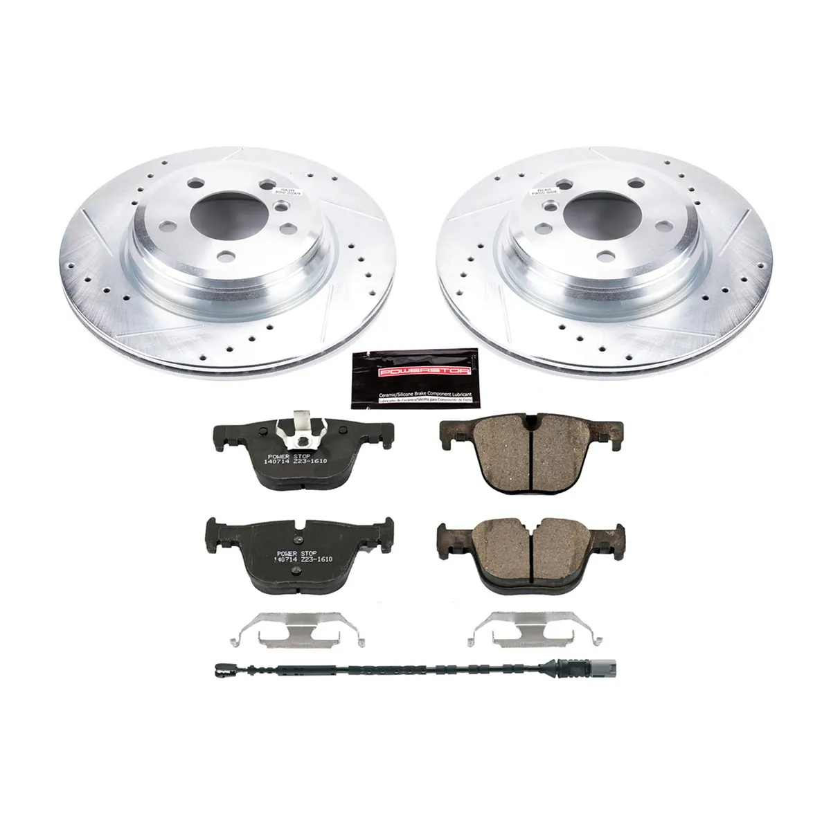 Z23 Evolution Sport Upgrade Kit: Drilled/Slotted Rotors; Carbon-Fiber Ceramic Pads W/Hardware; Pad Sensors product image