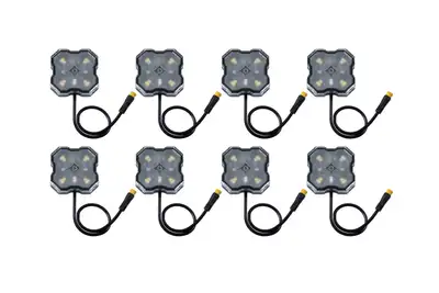 Diode Dynamics Diode Dynamics - Stage Series SXS Rock Light Installer Kit, RGBW M8 w/Controller (8-pack)
