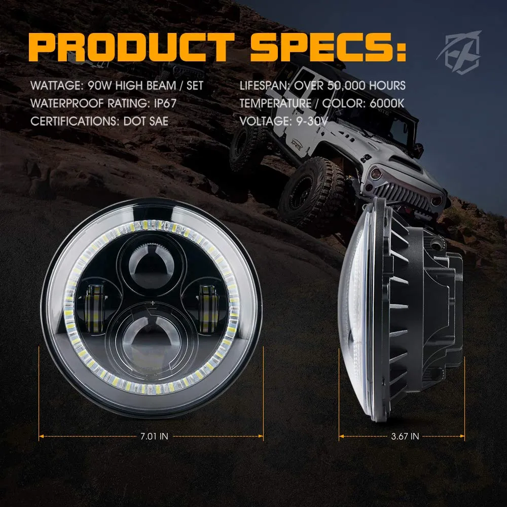 LED Halo Headlights for 2007-2018 Jeep Wrangler JK product image