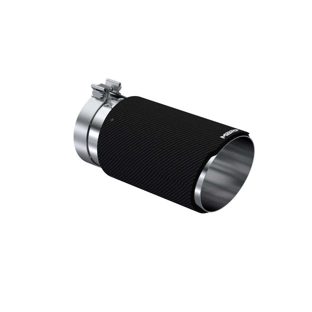 Carbon Fiber Exhaust Tip; 5 in. Inlet Diameter; 6 in. Outlet Diameter; 12 in. Length; Angle Cut; Dual Wall; product image
