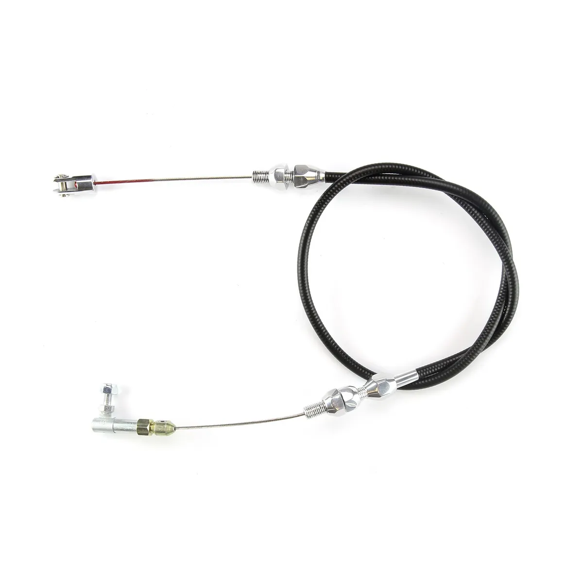 Hi-Tech Throttle Cable Kit; Universal; U-Cut-To-Fit; 36 in.; Incl. Aluminum Ferrules/Instructions/Black Housing/Polished Aluminum Fittings; product image