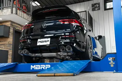 MBRP Exhaust Armor Pro Cat Back Exhaust System; 3 in.; Quad Split Rear Exit; w/Active Exhaust; Quad 4.5 in. Carbon Fiber Tips; T304 Stainless Steel;
