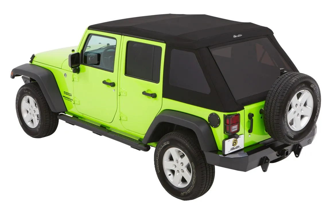 Jeep Wrangler Trektop Glide Slantback Soft Tops For Jeep 2007-2018 Wrangler JK 4 Door Black Premium Twill Bestop product image
