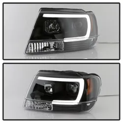 ( Spyder Signature ) Jeep Grand Cherokee 99-04 Version 2 Light Bar Projector Headlights - Black product image