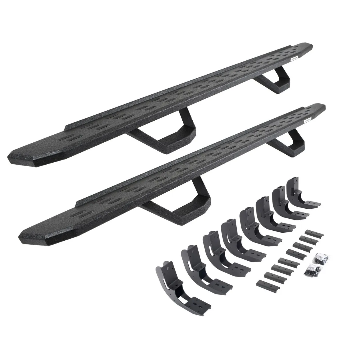 Go Rhino Go Rhino 6960488720T - RB30 Running Boards with Mounting Brackets & 2 Pairs of Drops Steps Kit - Protective Bedliner Coating