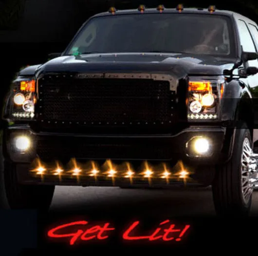 Universal Amber LED Front Lower Air Dam Light Kit with Smoked Lens and Black Bezel - 9pc Sequentially Connected LED Ligh product image