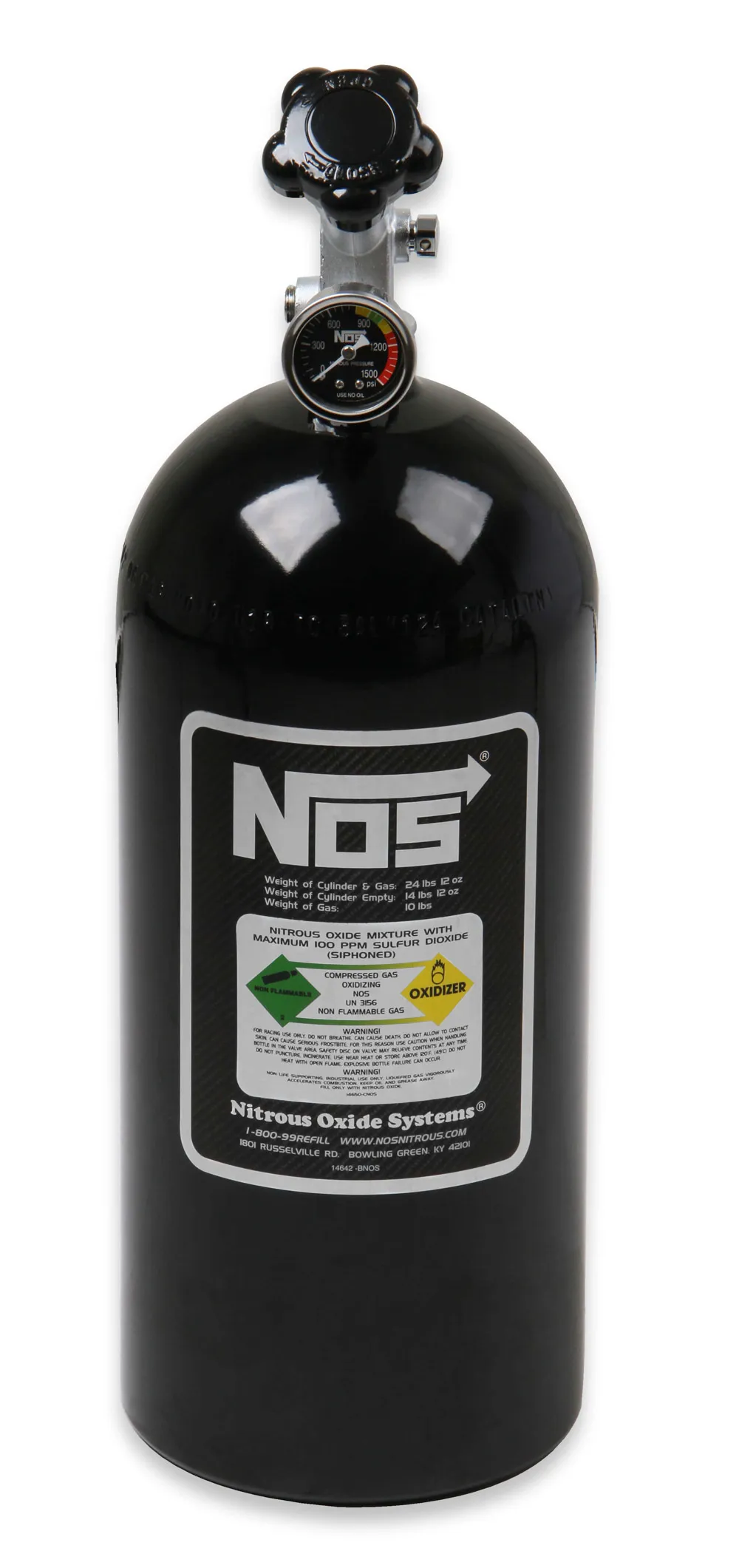 NOS/Nitrous Oxide System NOS Bottle 10lb w/Super Hi-Flo Valve - Black