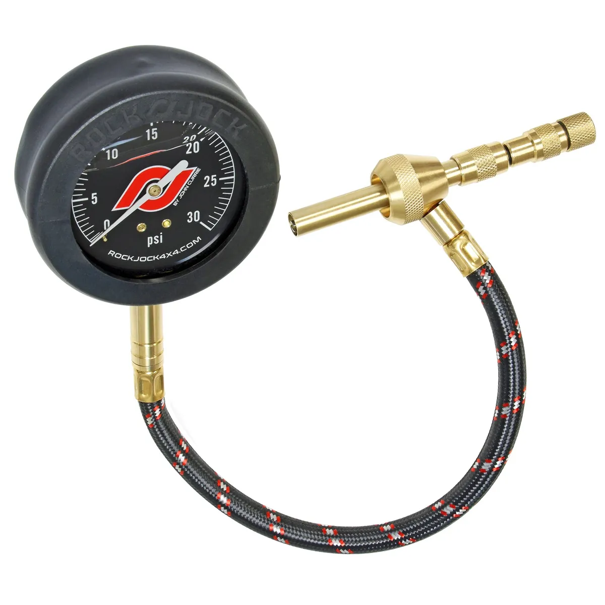 Elite Analog Tire Deflator 3 Inch Stainless Steel Liquid Filled Gauge Rubber Cover Zipper Case RockJock 4x4 product image