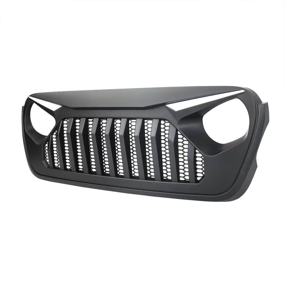 Gladiator Vader Grille W/ LED Eyebrow DRL and Turn Signals - Matte Black For 18+ Jeep Wrangler JL & Gladiator JT W/O Trailcam product image
