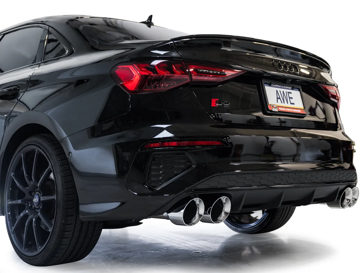 AWE Track Edition Exhaust for Audi 8Y S3 - Chrome Silver Tips product image