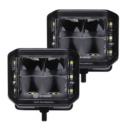 Go Rhino go Rhino 750700321scs Blackout Series - Sideline 4x3 LED Cube Spot Lights, Pair
