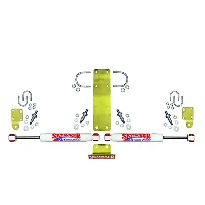 Skyjacker Steering Stabilizer Dual Kit Incl. Hydro 7000 Steering Dampners Brackets Hardware For Use w/OEM Diameter Tie Rod White Skyjacker