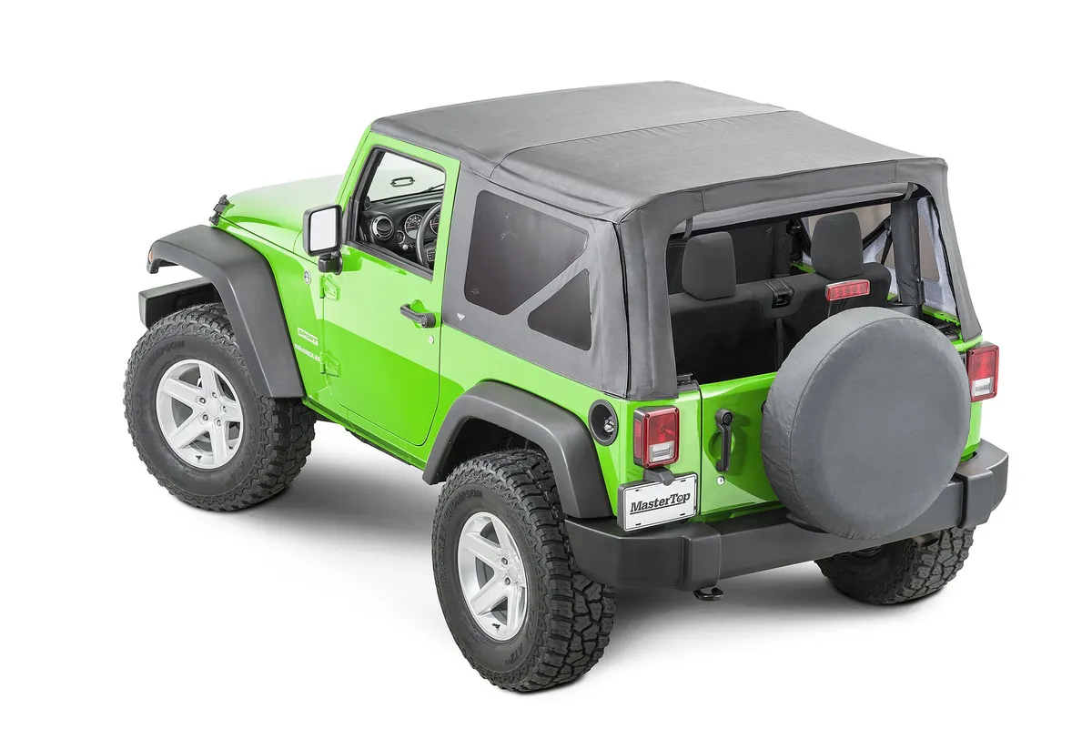 Jeep JK Replacement Top No Doorskins Tinted Glass For 07-12 Jeep Wrangler JK 2 Door Black Diamond MasterTop product image