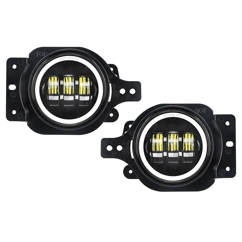 "4"" Round LED Halo Fog Lights with White Daytime Running Light for Jeep Wrangler JL Jeep Gladiator JT 2018-Later" product image