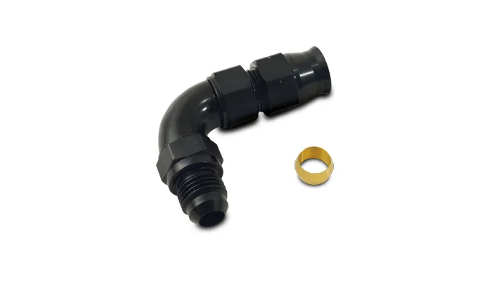 90 Degree Tube to Male AN Adapter Fitting; -6AN; 0.375 in. Tube OD; 6061 Aluminum; Black Anodized; product image