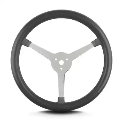 Lokar Lecarra Lake Steering Wheel; Dark Grey; Polished 3 Spokes;