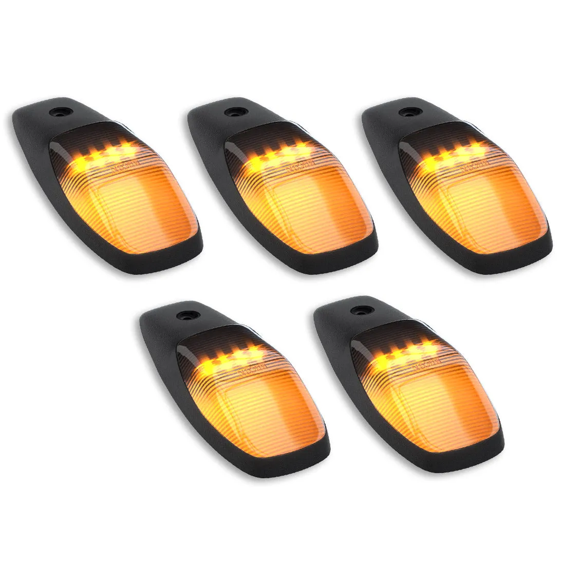 CAB LIGHTS Dodge 19-21 Heavy-Duty 2500 and 3500 5-Piece Set Clear Cab Roof Light Kit with White and Amber Ultra High-Power Strobe LEDs and White or Amber Running Light LEDs product image