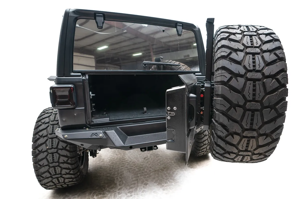 Off The Door Tire Carrier; 2 Stage Matte Black Powder Coated; product image