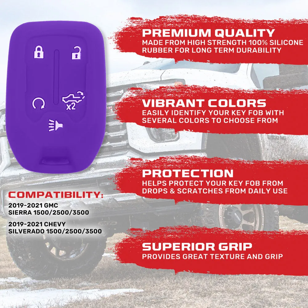 GMC & Chevy 19-21 Sierra & Silverado 1-Piece 100% Silicone Rubber Key Fob Cover - Multiple Colors product image